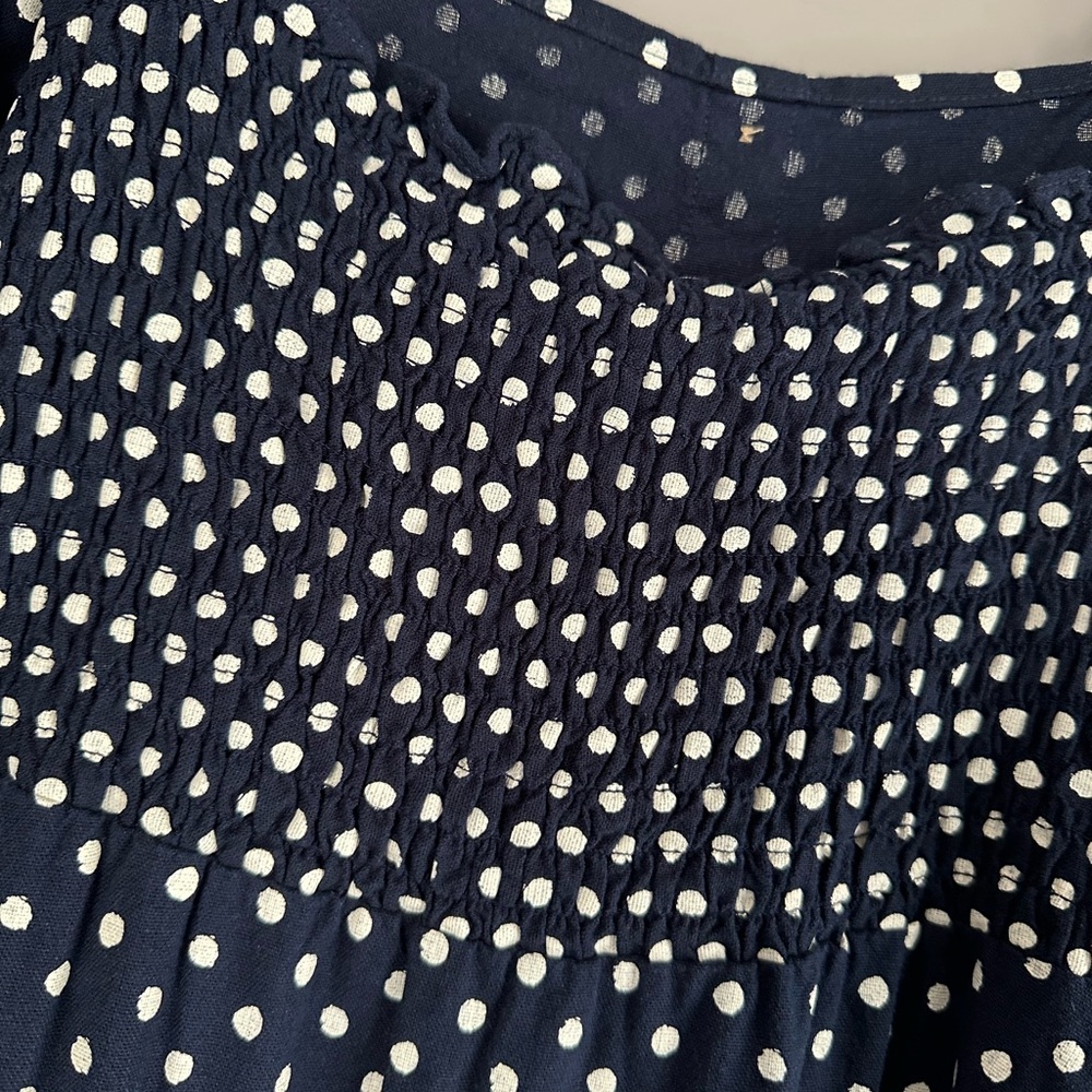 Vero Moda Navy Puff Sleeve Polka Dot Dress - Picture 5 of 12